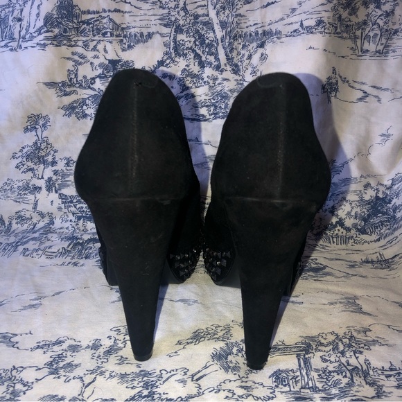 Sam Edelman ‘York’ Black Suede Studded Platform Pumps Size 10. - Picture 5 of 10